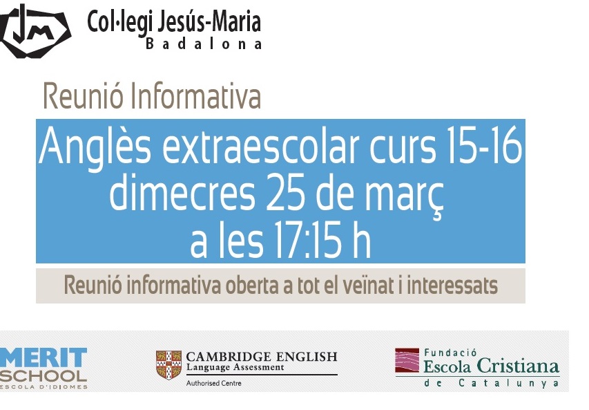 Anglès Extraescolar Curs 2015-16